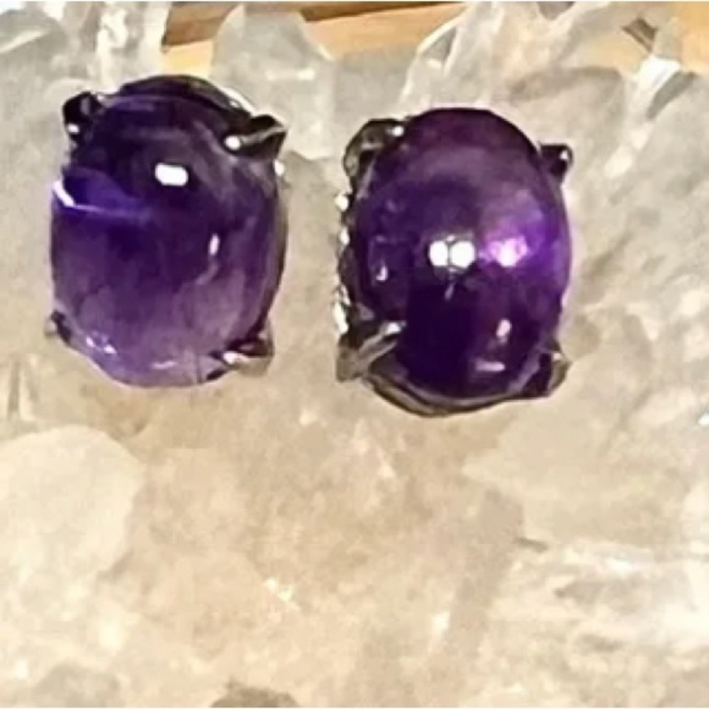 Amethyst Crystal Stud Earrings